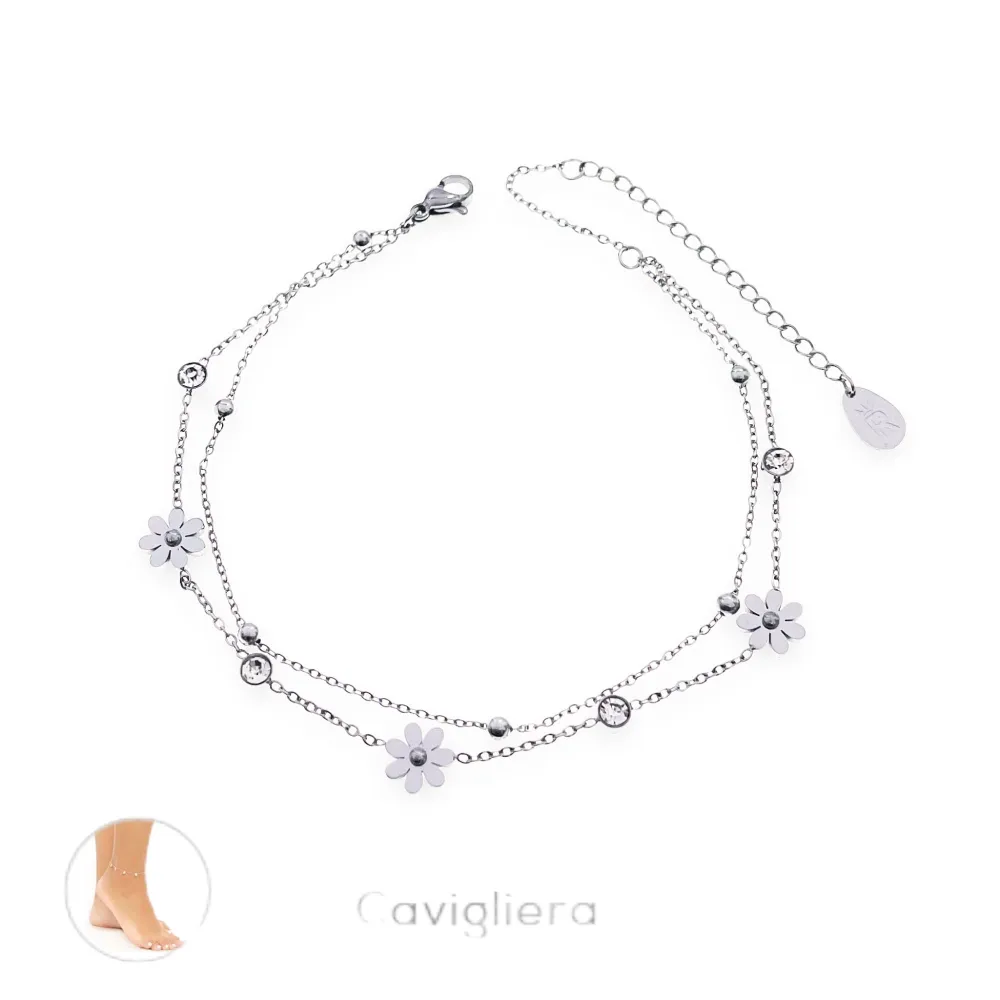 Doppio Fiore P.luce-Cavigliera in Acciaio - KAV-413-254