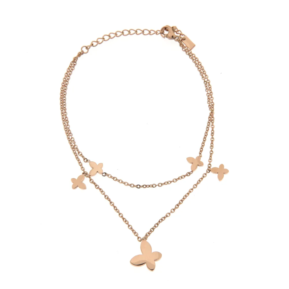 Farfalla 3185 - Cavigliera Doppia Catena in Acciaio - KAV-413-60