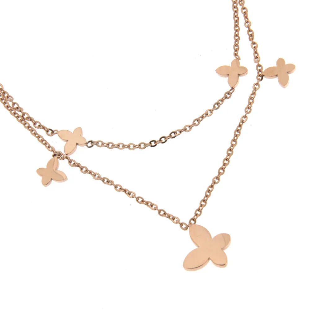 Farfalla 3185 - Cavigliera Doppia Catena in Acciaio - KAV-413-60