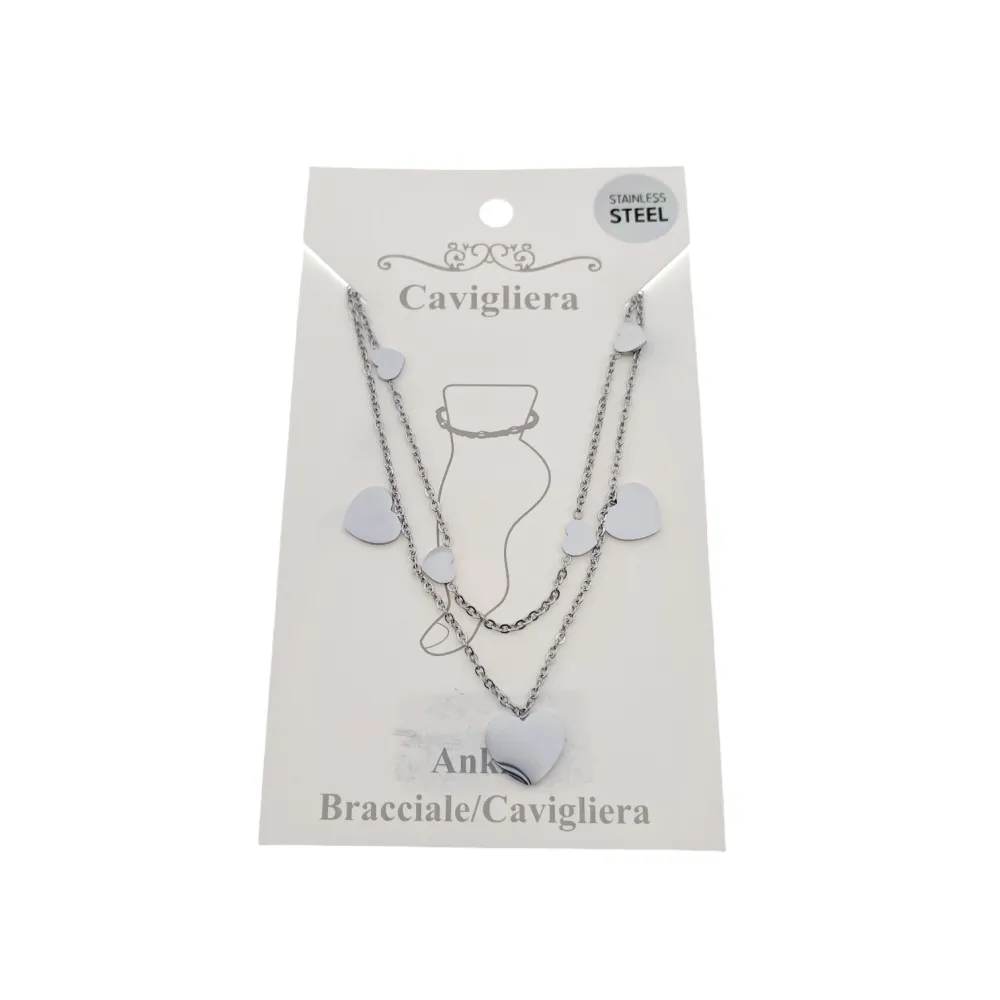 KAV7737-Cuore-Cavigliere Doppio in Acciaio - KAV-413-63