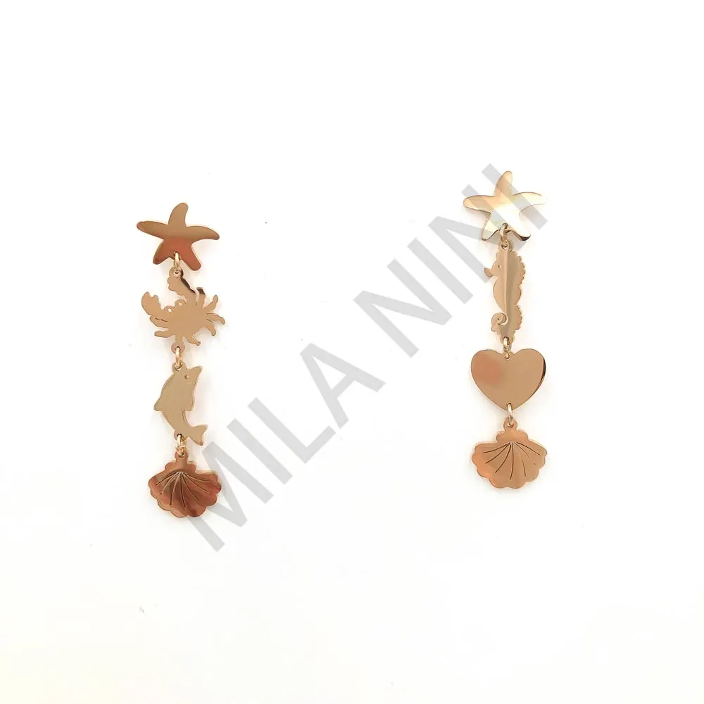 Orecchini pendenti in acciaio - Linea Mare 4 ciondoli - Orecchini pendenti in acciaio