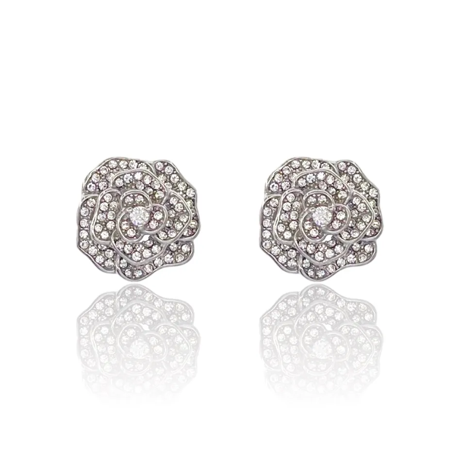 Fiore Rosa-Orecchini a Clip in Acciaio - OAK-103-AA2623E