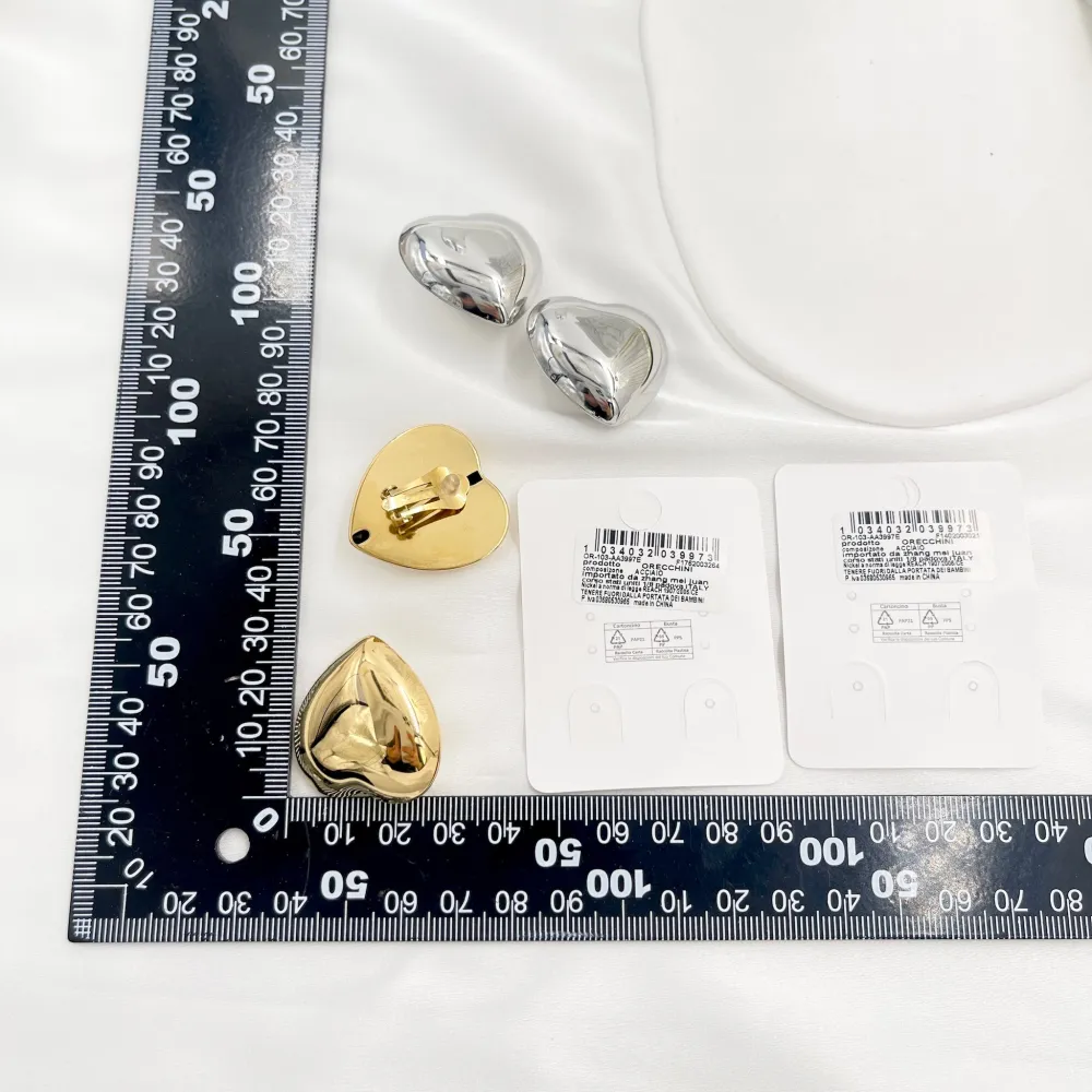 Cuore Vuoto-Orecchini a Clip in Acciaio - OAK-103-AA4997E