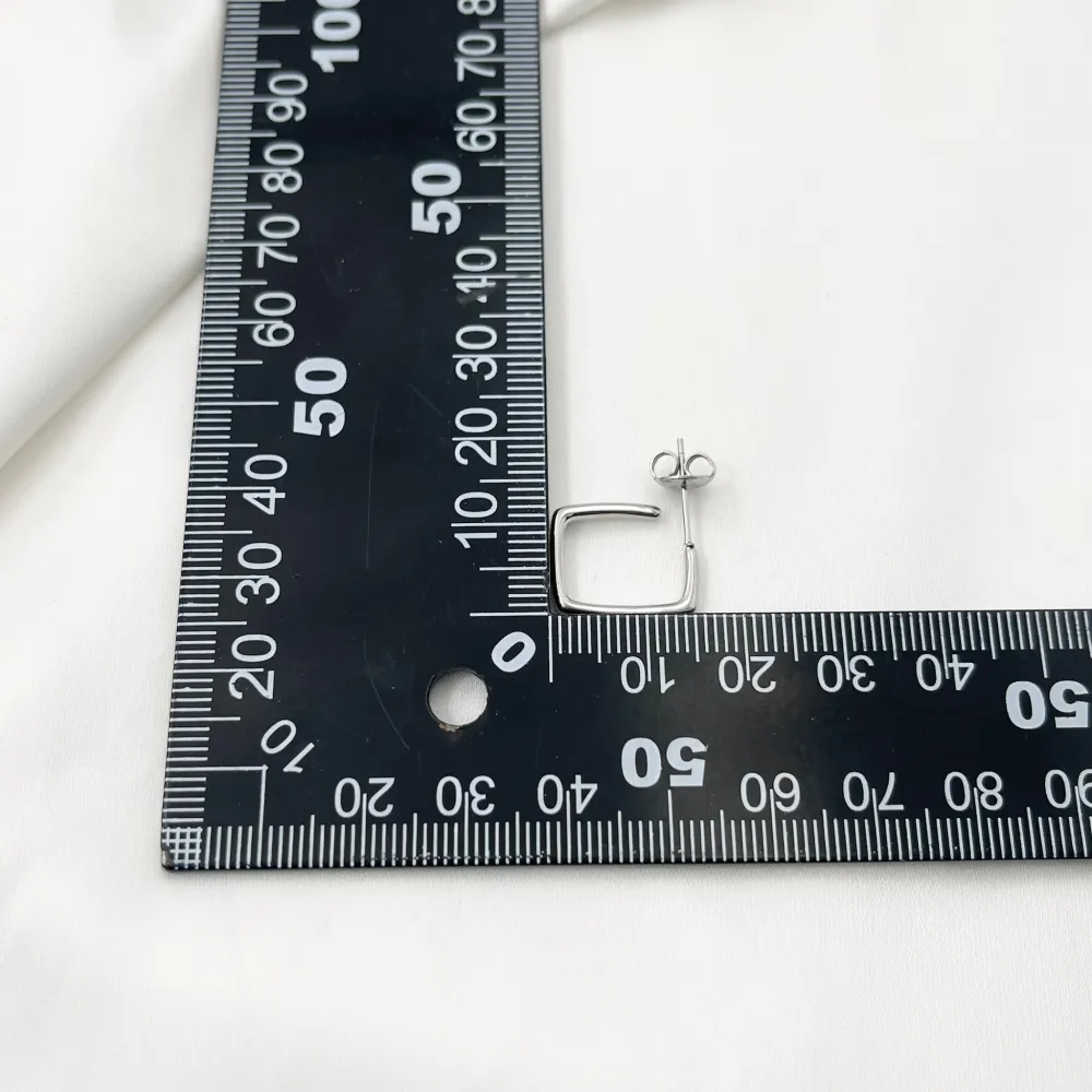 Cerchio Rettangolare-Orecchini in Acciaio - OAP-103-AA1263E