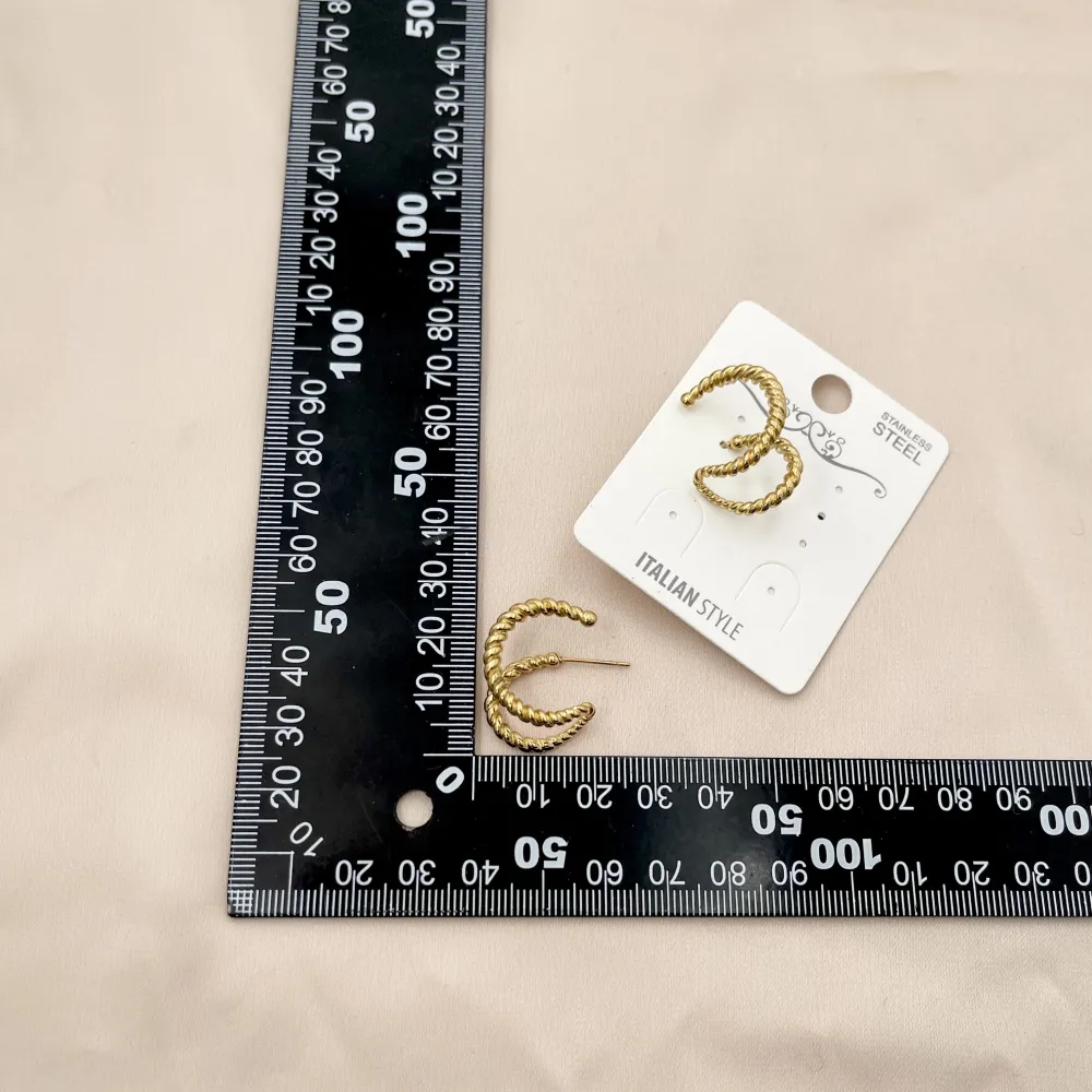 Effetto Doppio Cerchio-Orecchini in Acciaio - OAP-103-AA1356E