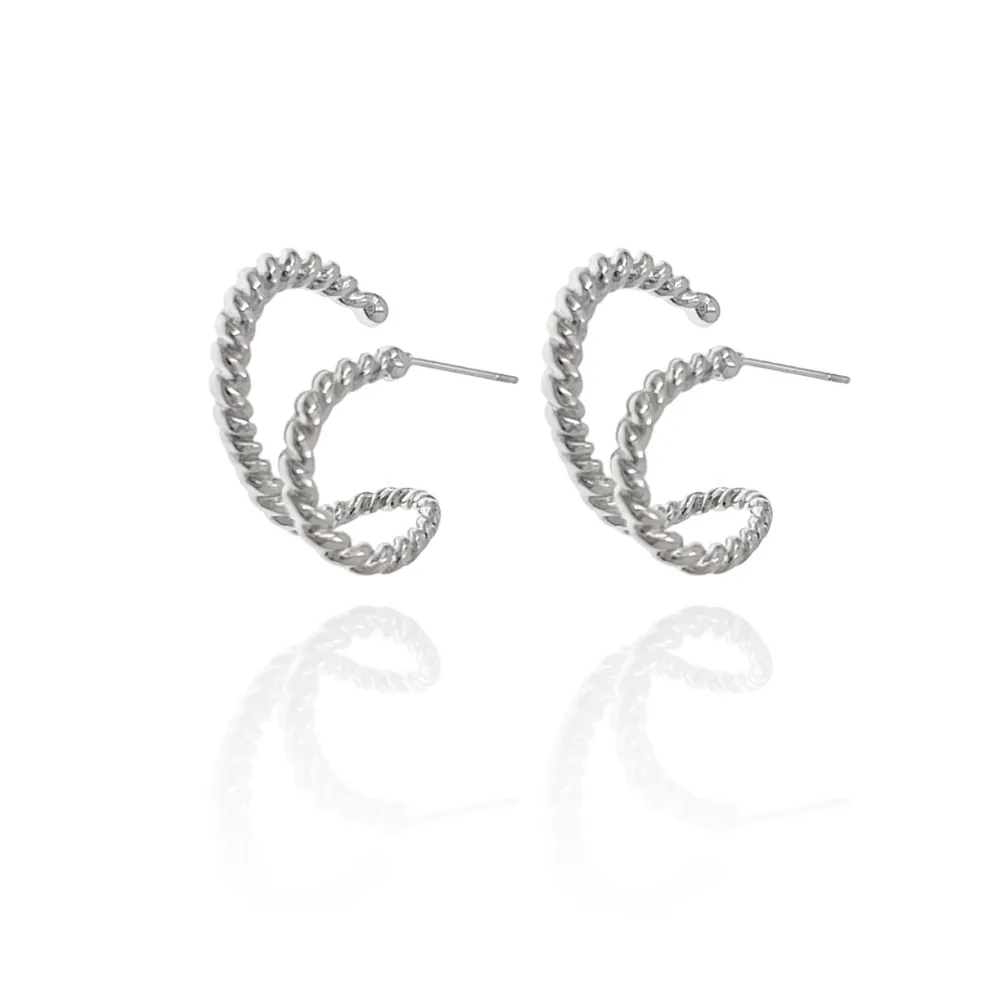 Effetto Doppio Cerchio-Orecchini in Acciaio - OAP-103-AA1356E