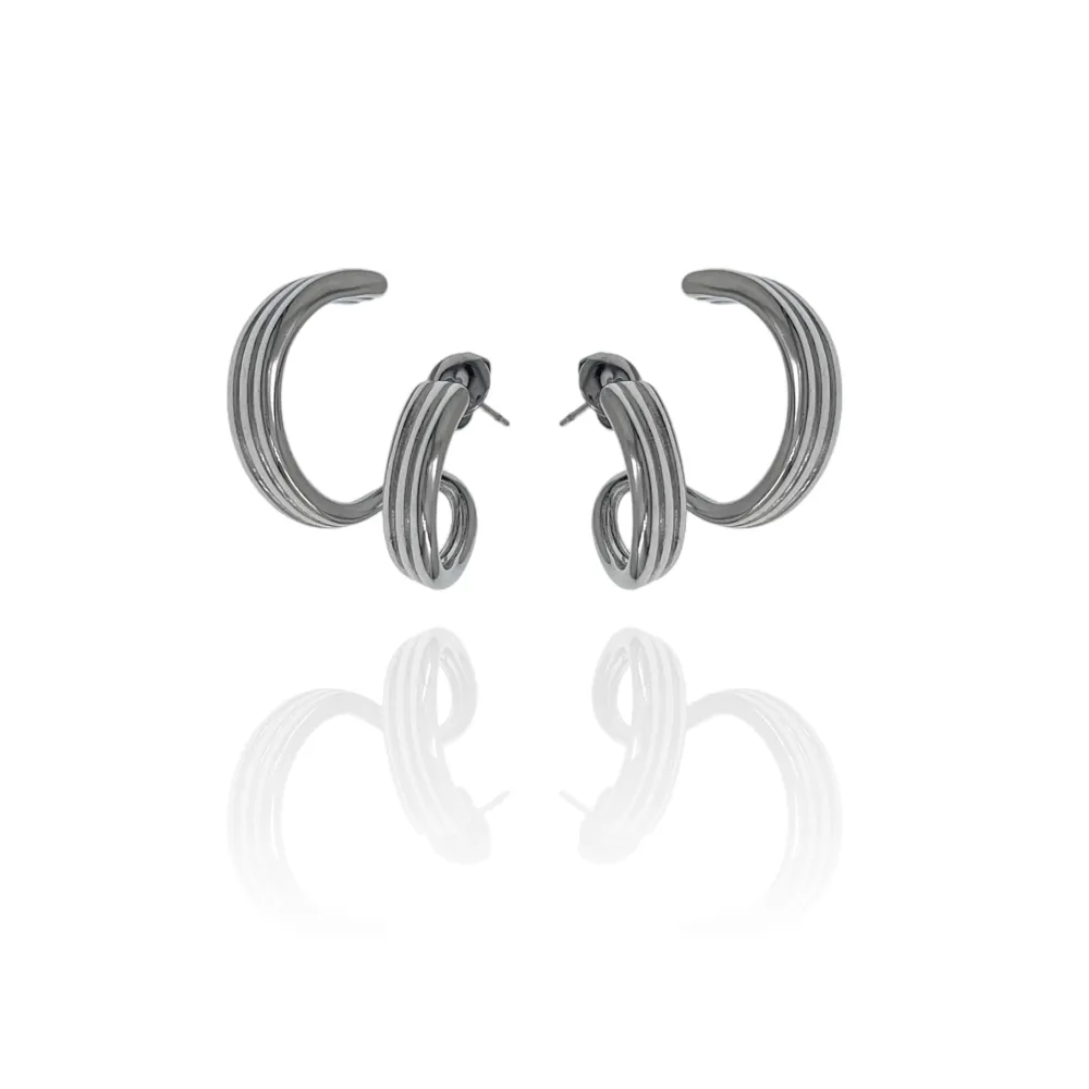 Effetto Doppio Cerchio-Orecchini in Acciaio - OAP-103-AA1358E
