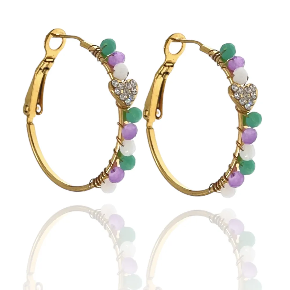 Cerchio Colorato con Cuore-Orecchini in Acciaio - OAP-103-AA1726E