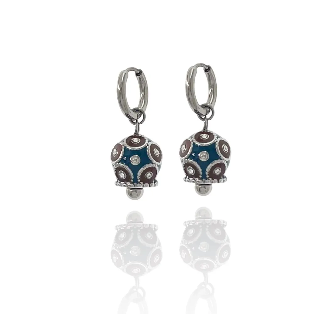 Cerchio con Campanello-Orecchini in Acciaio - OAP-103-AA1732E