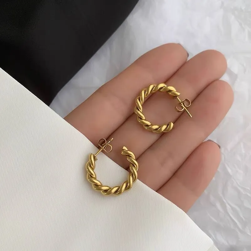 Cerchio Intrecciato -Orecchini in Acciaio - OAP-103-AA190E