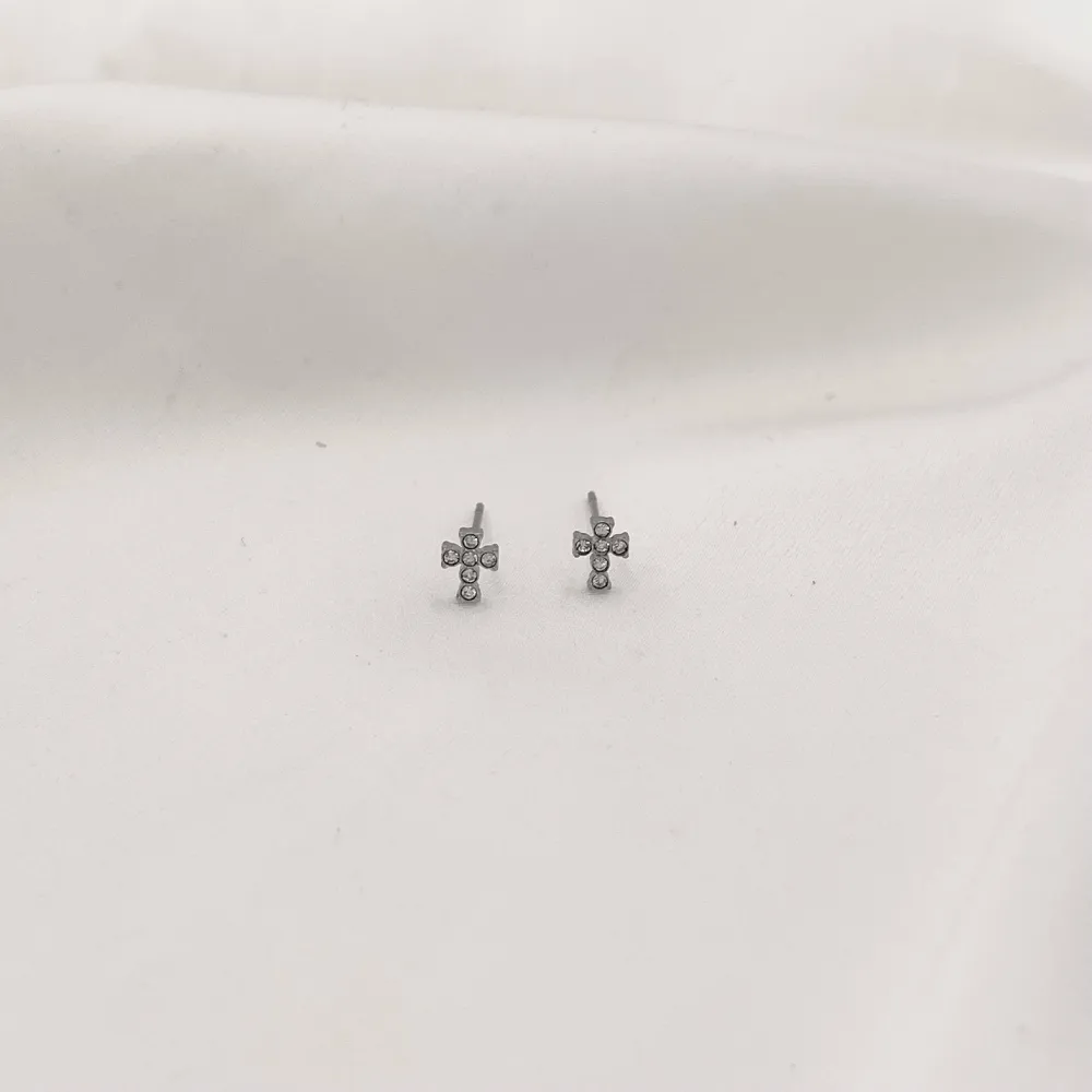 Croce con Zirconia-Orecchini a Lobo in Acciaio - OAP-103-AA2347E