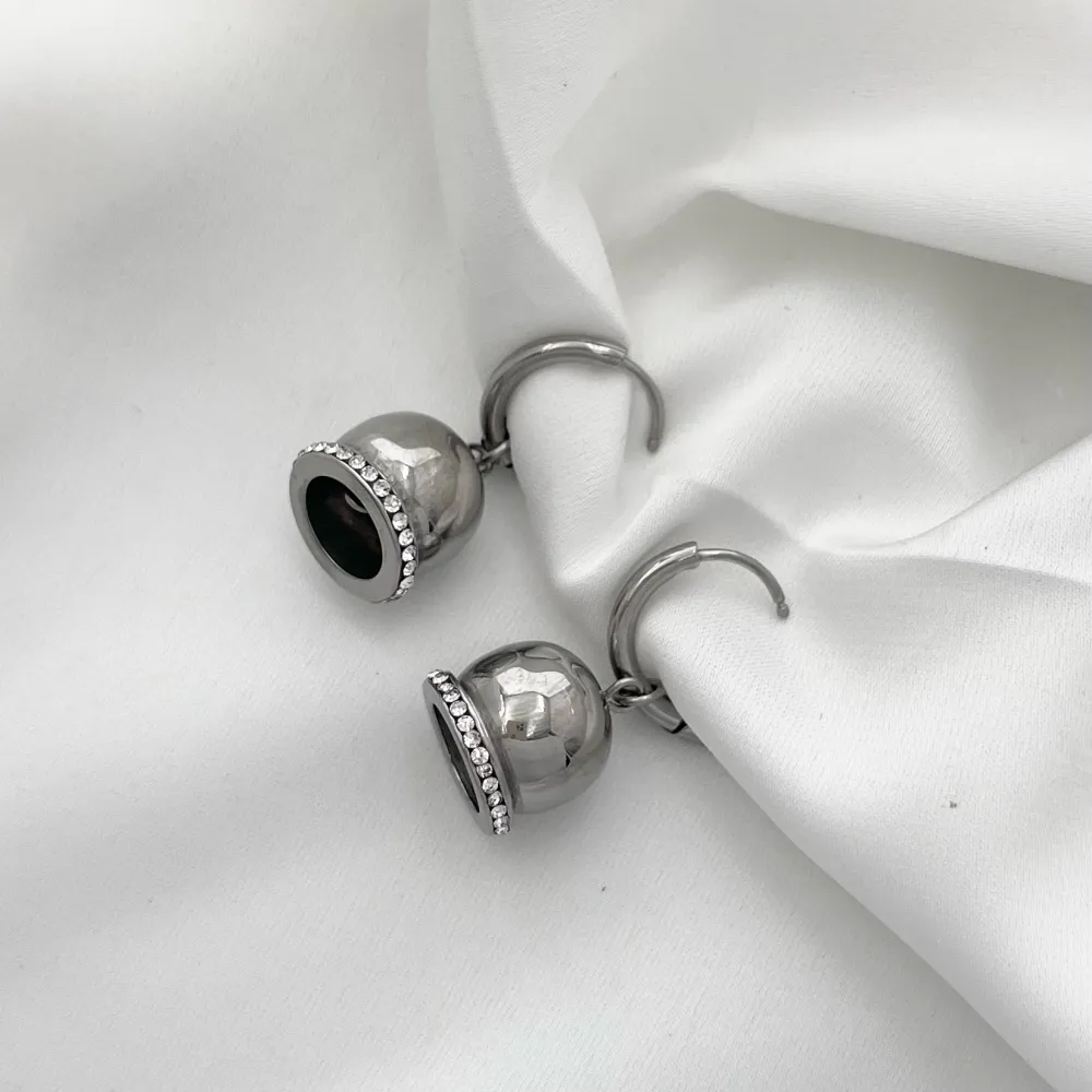 Cerchio con Campanello-Orecchini in Acciaio - OAP-103-AA2356E