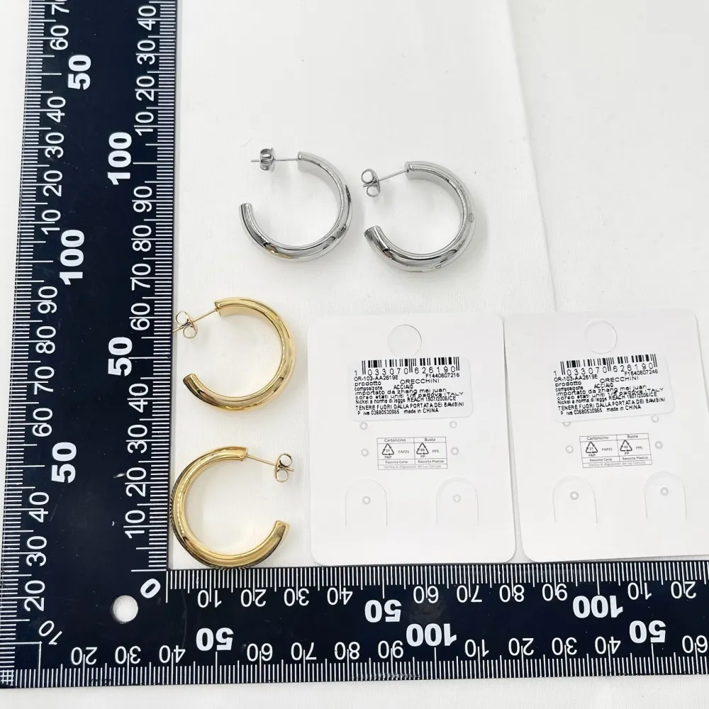 Cerchio Lavorato-Orecchini a Cerchio in Acciaio - OAP-103-AA2619E