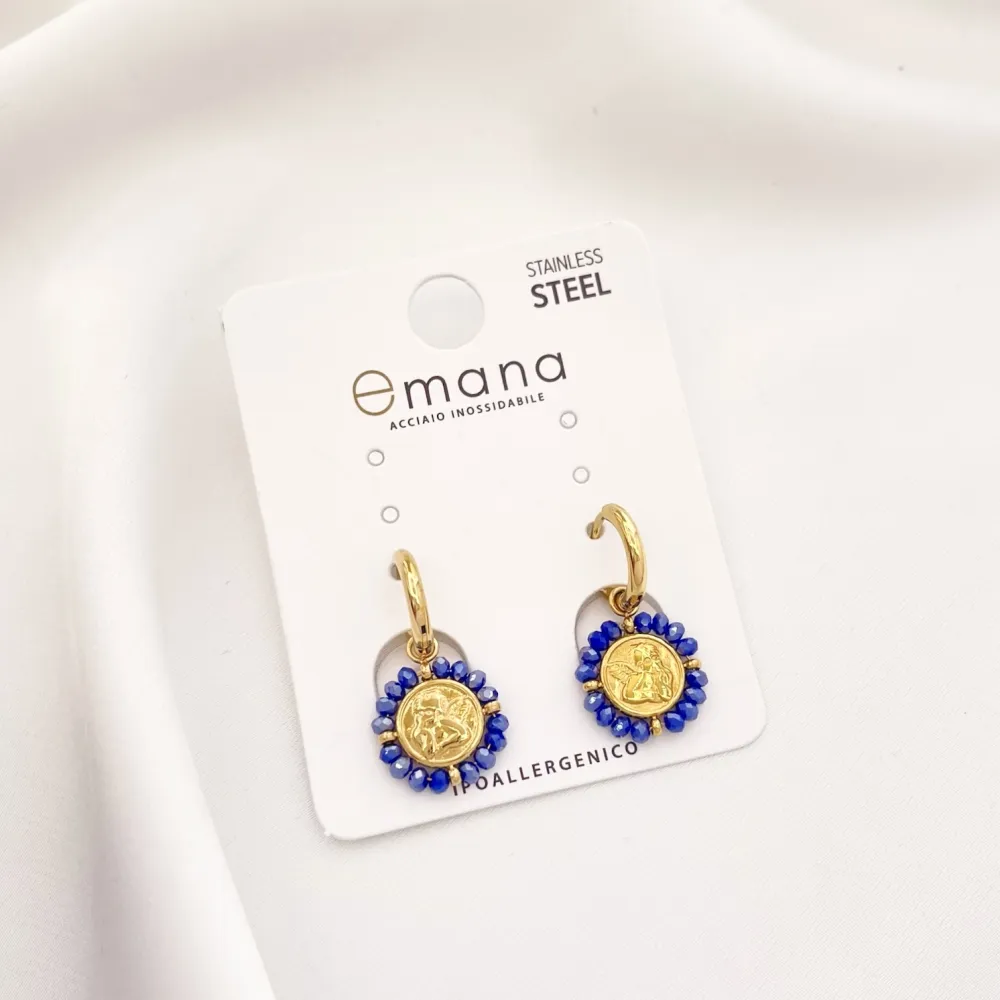 Cerchio con Angelo-Orecchini in Acciaio - OAP-103-AA2710E Mix