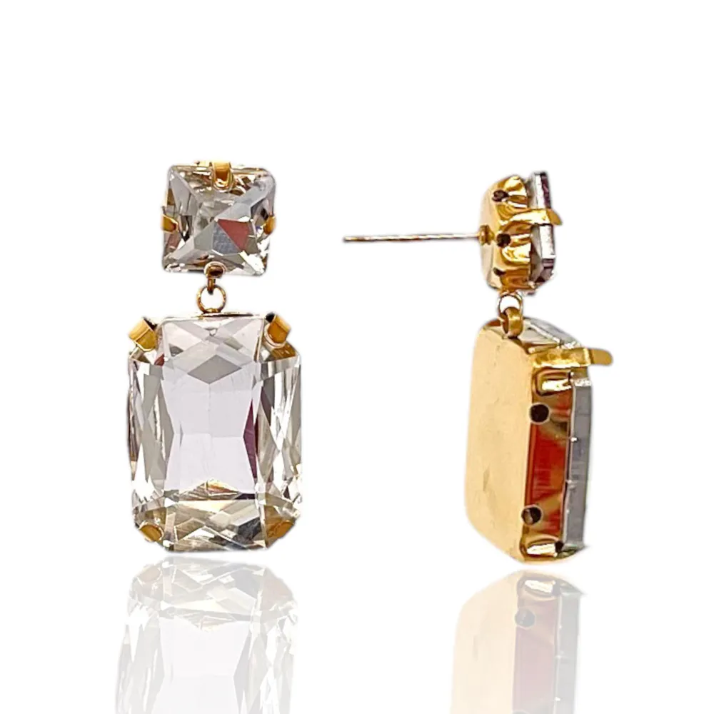 Punto Luce con Pendente Rettangolare-Orecchini in Acciaio - OAP-103-AA2738E