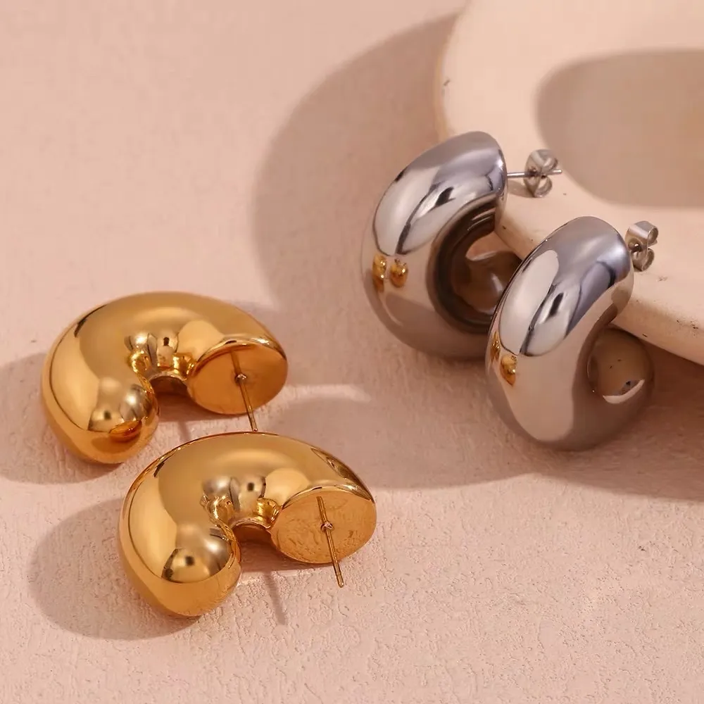 Cerchio Bombato-Orecchini in Acciaio - OAP-103-AA3212E