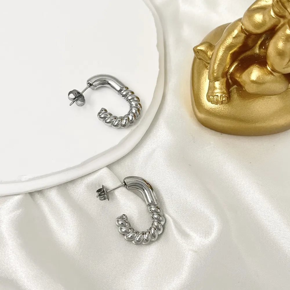 Cerchio Lavorato-Orecchini a Cerchio in Acciaio - OAP-103-AA3344E