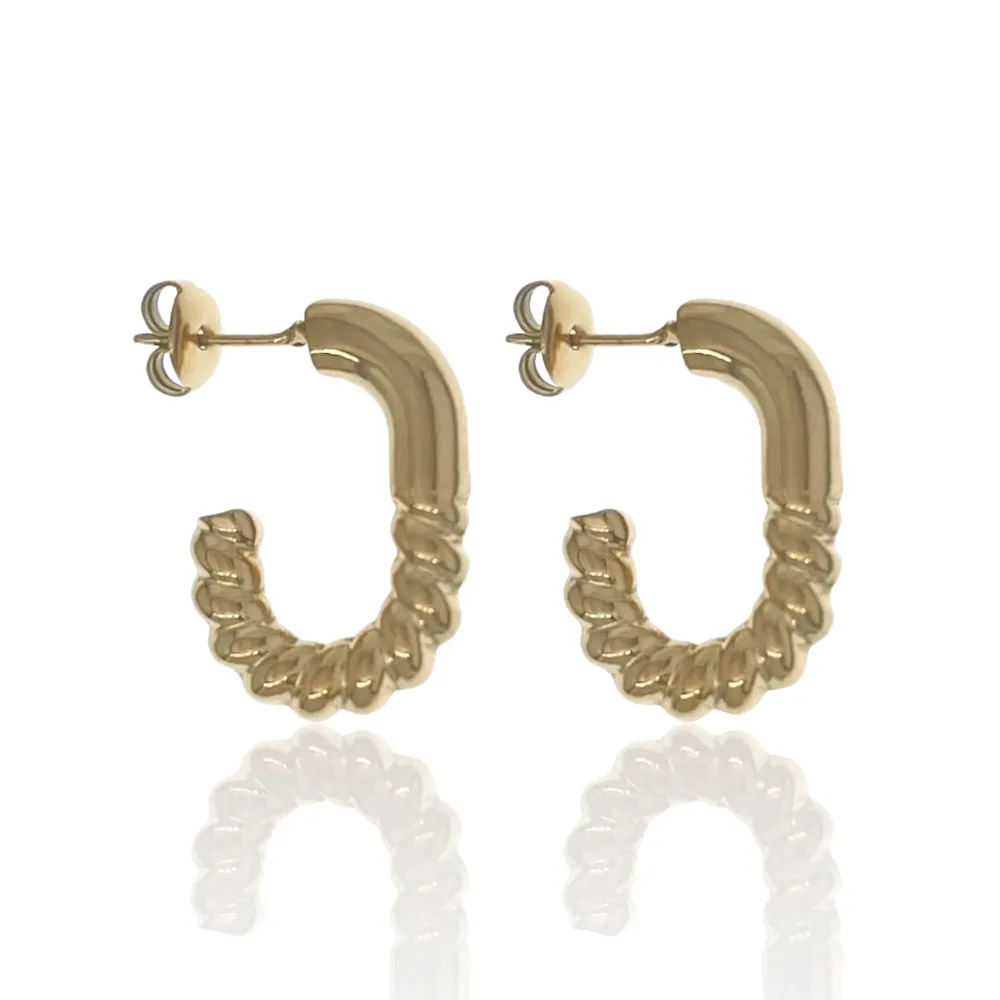 Cerchio Lavorato-Orecchini a Cerchio in Acciaio - OAP-103-AA3344E