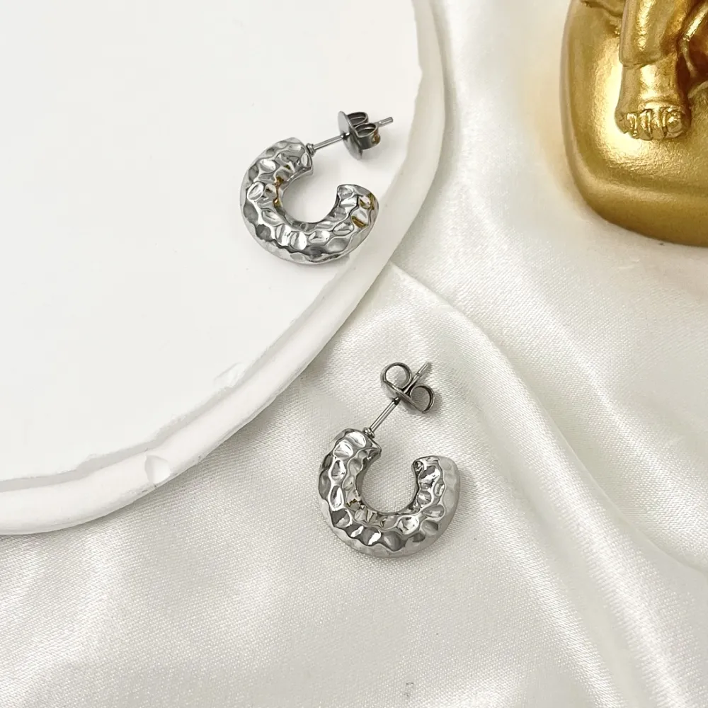 Cerchio Lavorato-Orecchini a Cerchio in Acciaio - OAP-103-AA3352E