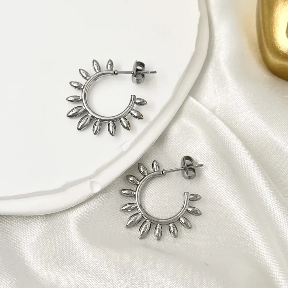 Cerchio Lavorato-Orecchini a Cerchio in Acciaio - OAP-103-AA3353E