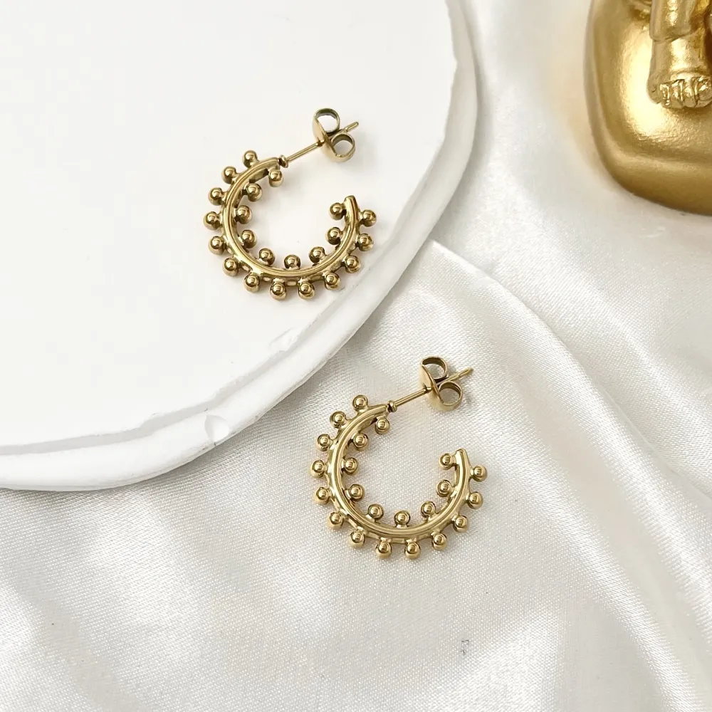 Cerchio Lavorato-Orecchini a Cerchio in Acciaio - OAP-103-AA3354E