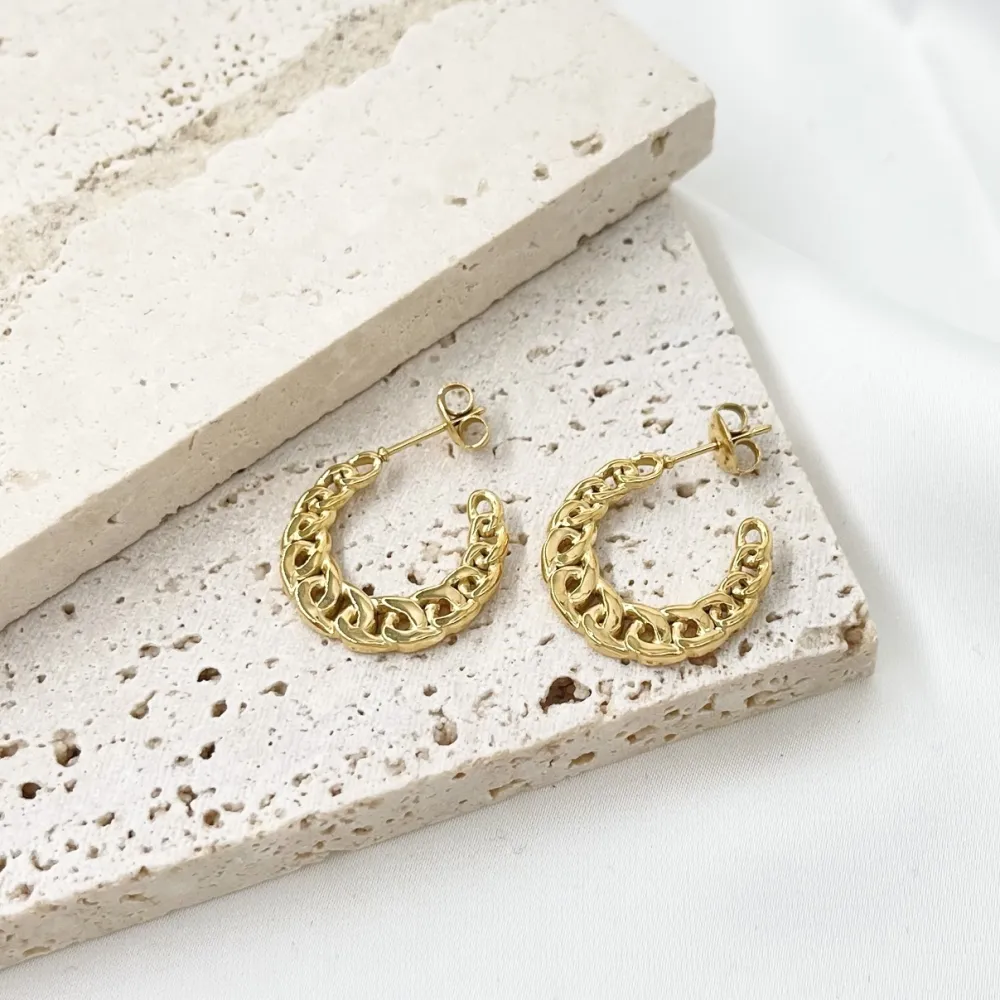 Cerchio Lavorato-Orecchini a Cerchio in Acciaio - OAP-103-AA3355E