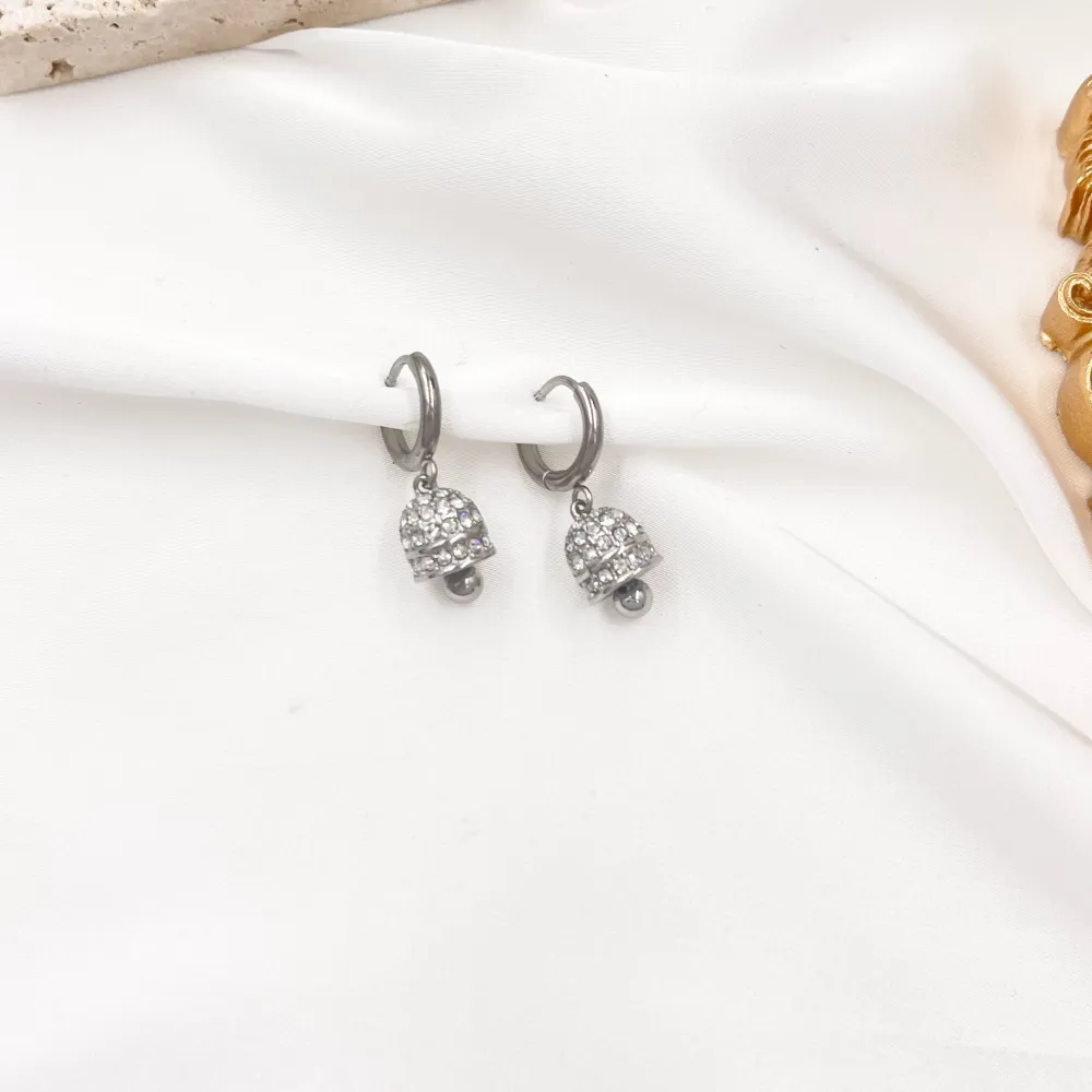 Cerchio con Campanello-Orecchini in Acciaio - OAP-103-AA3381E