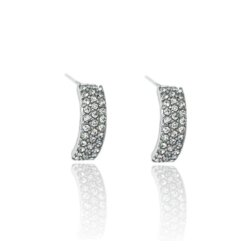 Mezzaluna con Stras-Orecchini in Acciaio - OAP-103-AA3628E