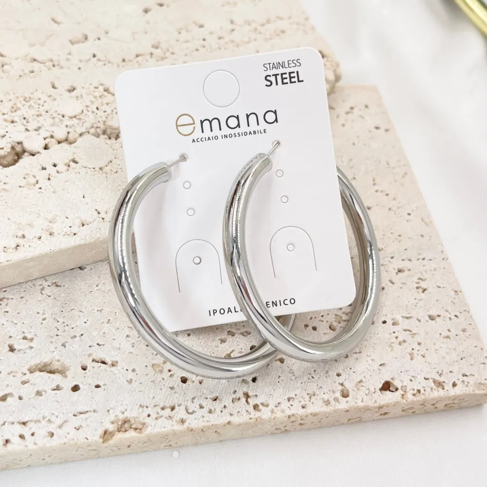 Cerchio Tubo Bombato 5x50mm-Orecchini in Acciaio - OAP-103-AA3682E 5x50mm