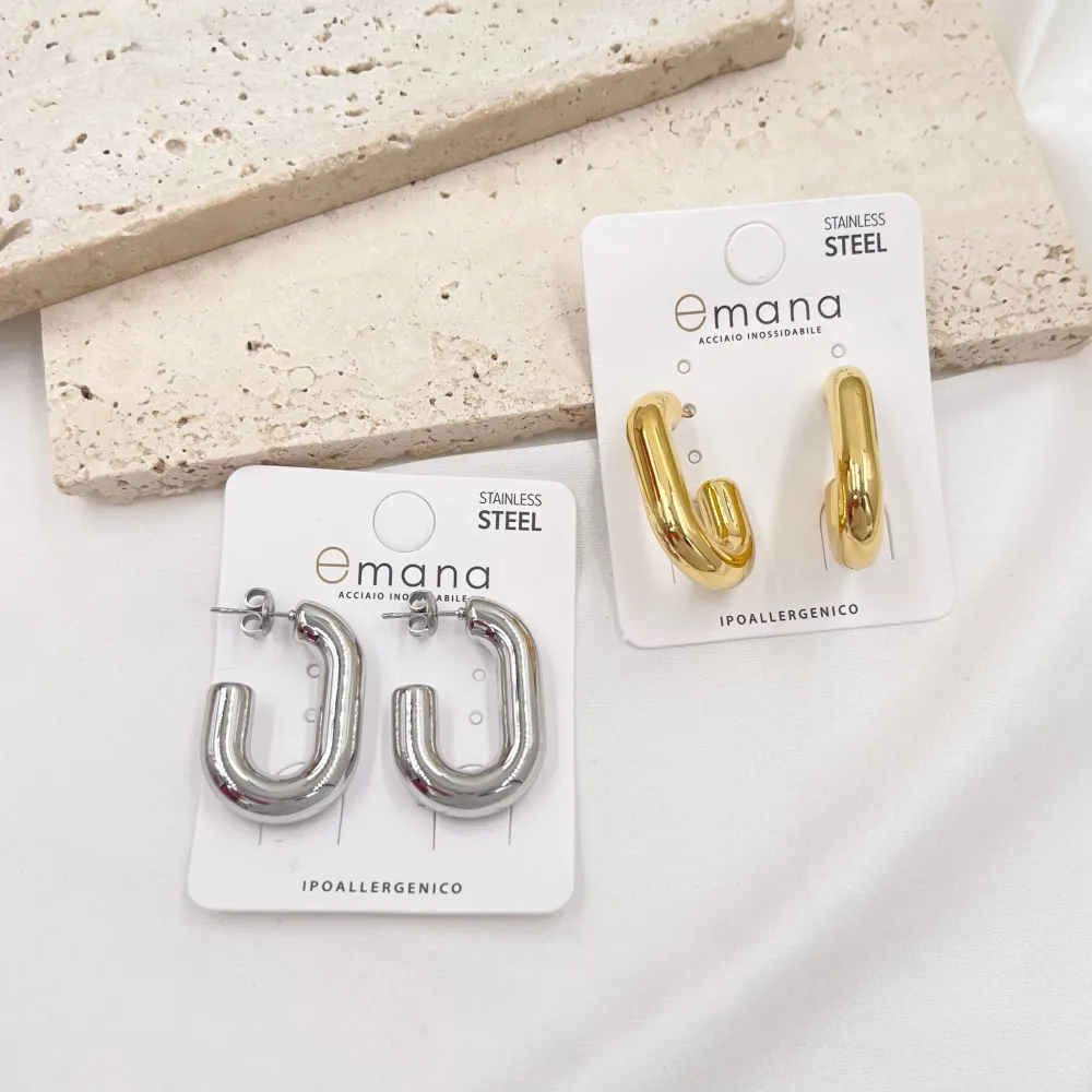 Cerchio Ovale-Orecchini in Acciaio - OAP-103-AA3691E