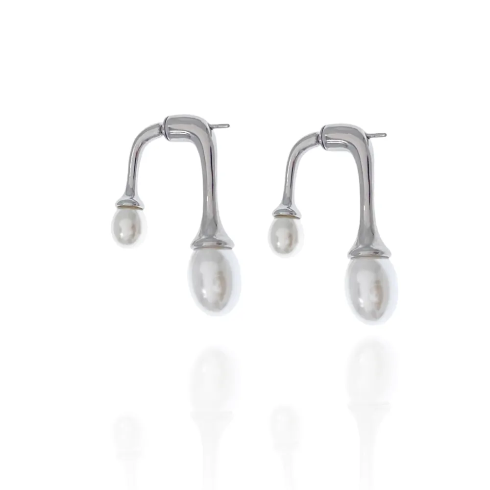 Doppio Perla-Orecchini in Acciaio - OAP-103-AA3752E