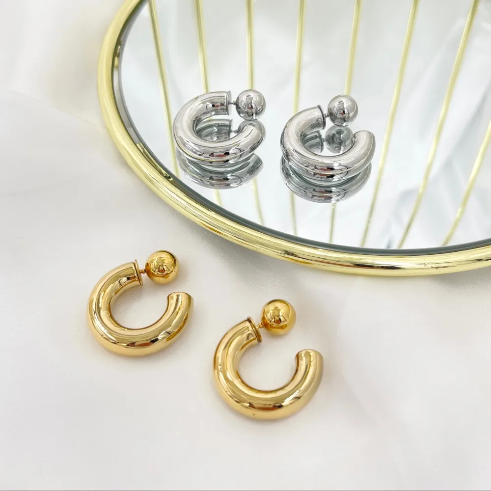 Cerchio Bombato Doppio Uso-Orecchini in Acciaio - OAP-103-AA4150E