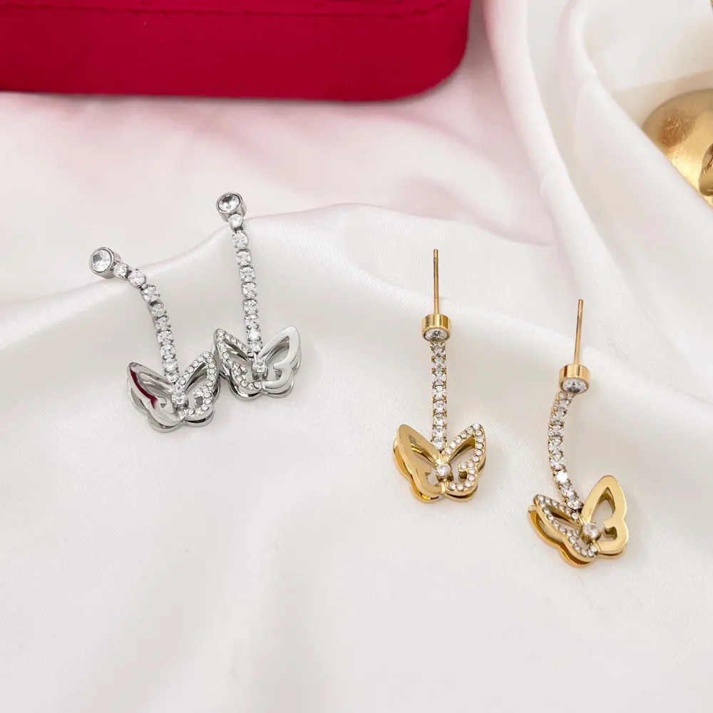 Tennis con Farfalla-Orecchini in Acciaio - OAP-103-AA4203E