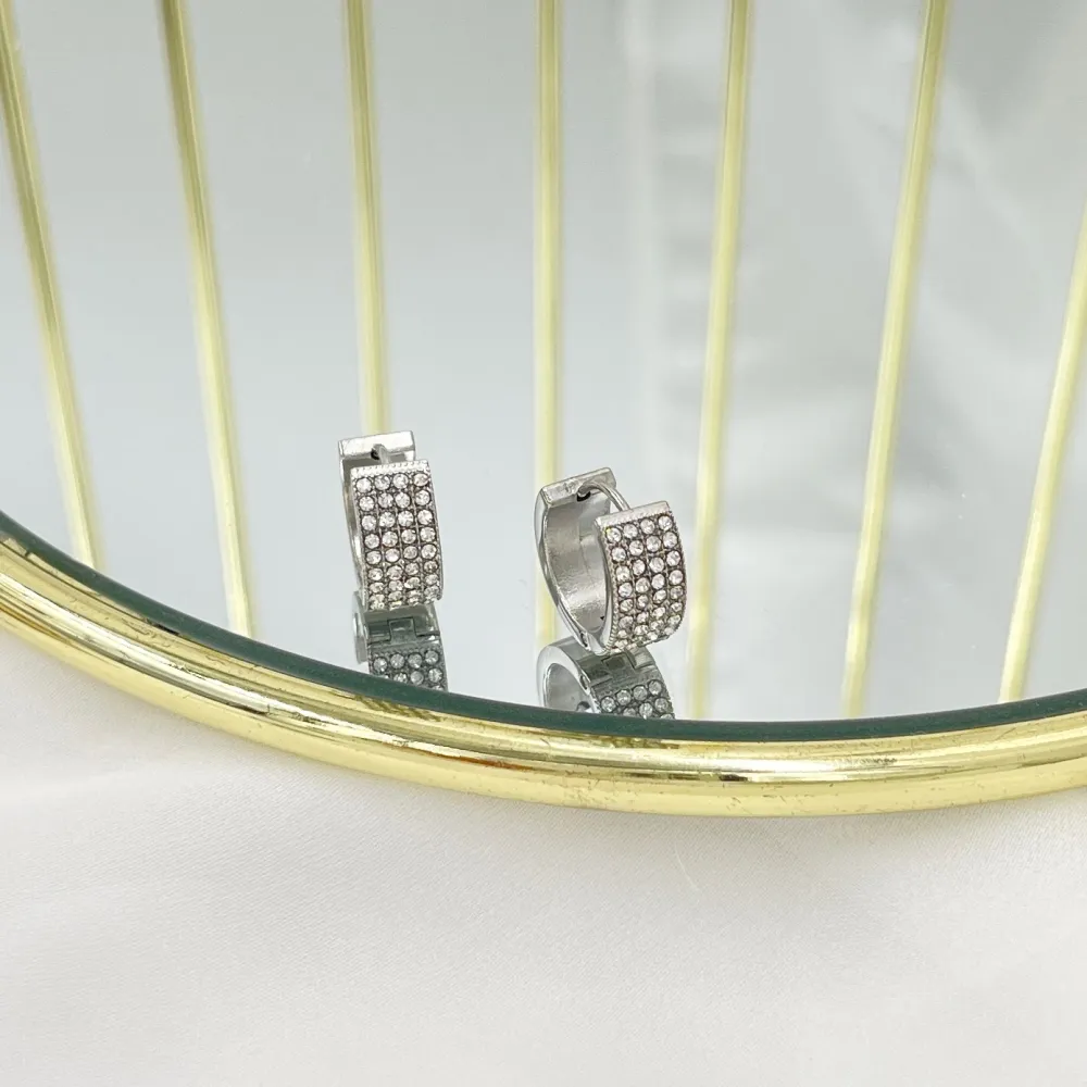 Cerchio con Strass -Orecchini in Acciaio - OAP-103-AA4660E