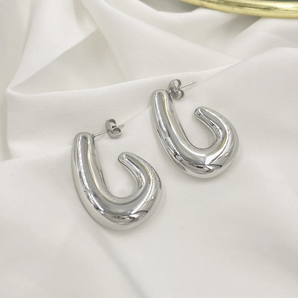 Cerchio Goccia-Orecchini in Acciaio - OAP-103-AA5557E