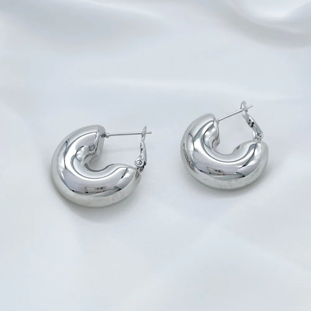 Cerchio bombato 10x25mm-Orecchini in Acciaio - OAP-103-AA5575E 10x25mm