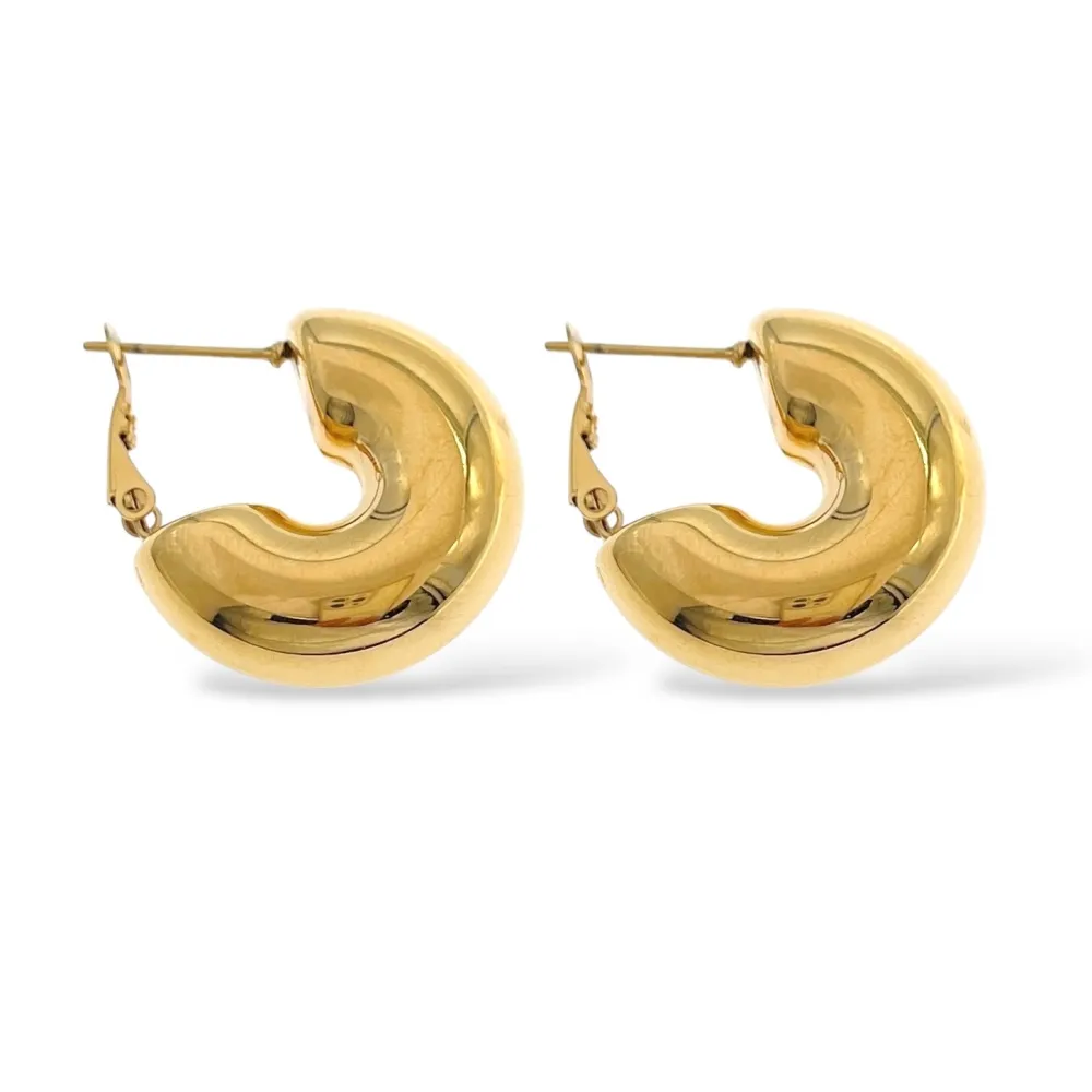 Cerchio bombato 10x25mm-Orecchini in Acciaio - OAP-103-AA5575E 10x25mm