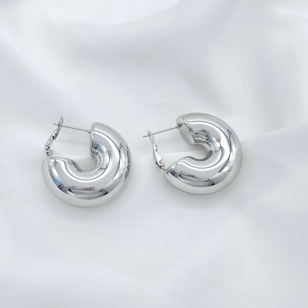 Cerchio bombato 12x30mm-Orecchini in Acciaio - OAP-103-AA5575E 12x30mm