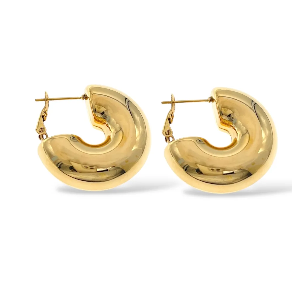 Cerchio bombato 12x30mm-Orecchini in Acciaio - OAP-103-AA5575E 12x30mm