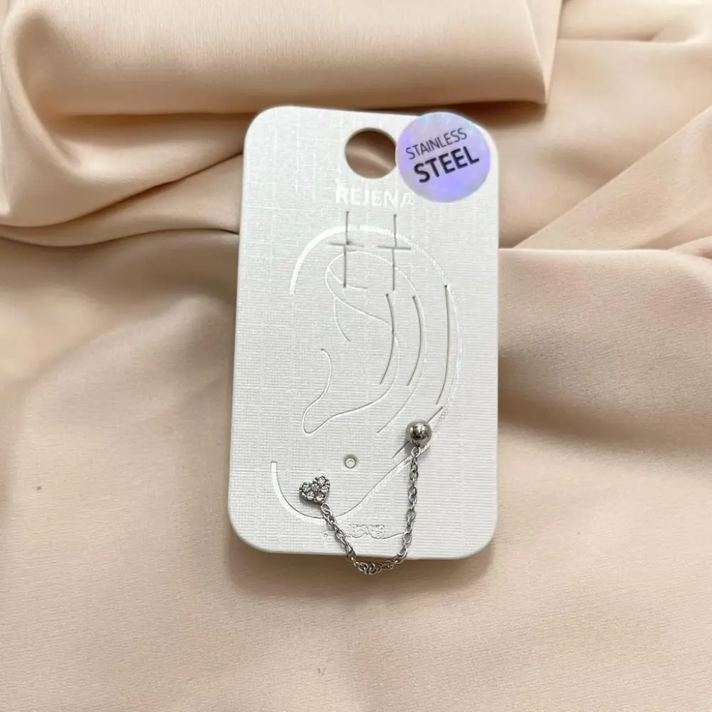 Pallina Catena Cuore con Zirconia-Orecchino Mono Saliscendi in - OAP-103-AA806E