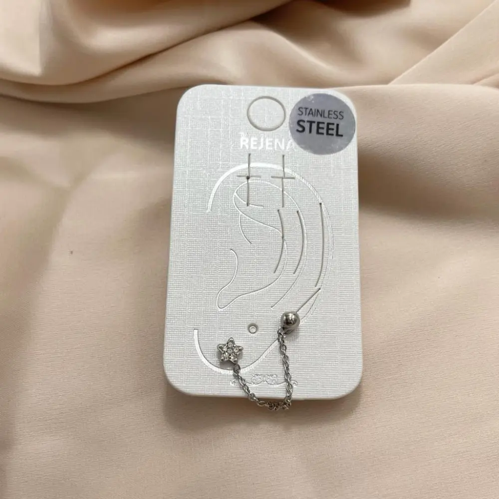 Pallina Catena Stella con Zirconia-Orecchino Mono Saliscendi in - OAP-103-AA807E