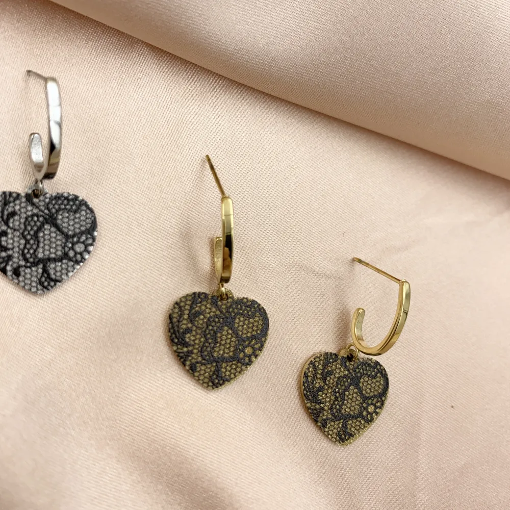 OAP6811-Cuore Pizzo- Orecchini in Acciaio - OAP-104-245