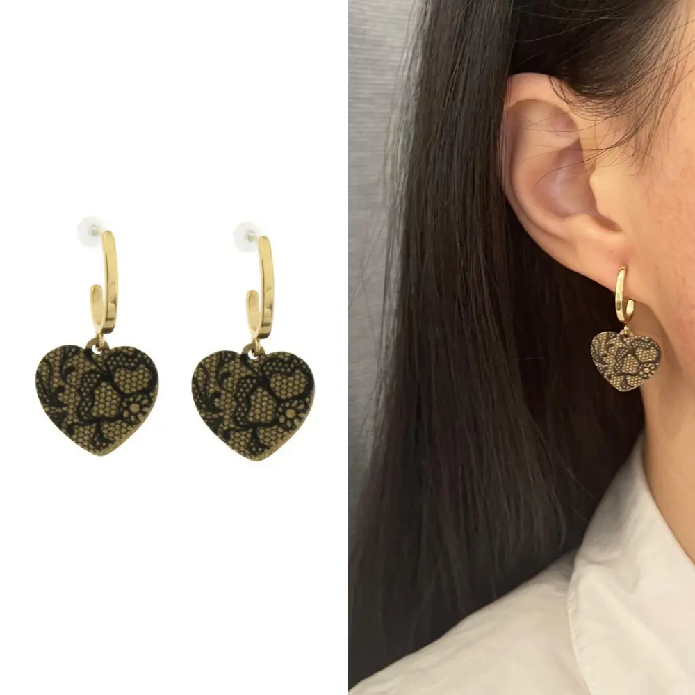 OAP6811-Cuore Pizzo- Orecchini in Acciaio - OAP-104-245