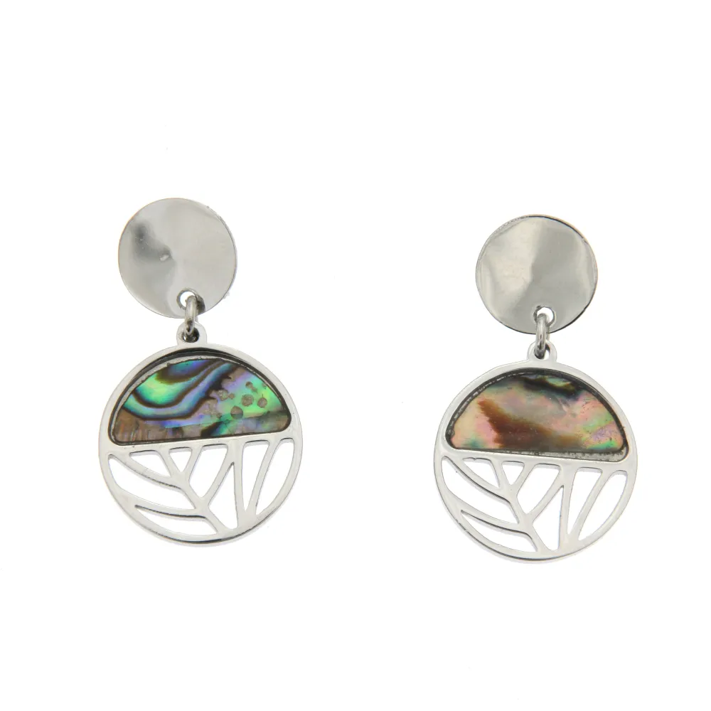 Tondo Madreperla 3133 - Orecchini Pendenti in Acciaio - OAP-104-52