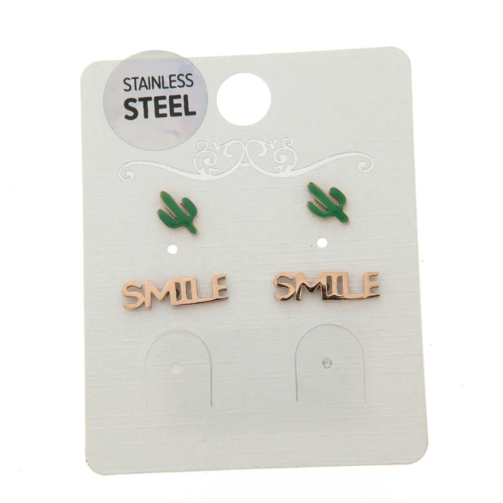 Cactus Smile 3265 - Orecchini Bis a lobo in Acciaio - OAP3265-Cactus Smile - Orecchini Bis a lobo in Acciaio