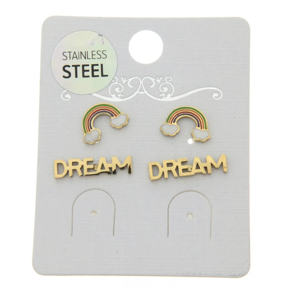 Arcobaleno Dream 3268 - Orecchini Bis a lobo in Acciaio - OAP3268-Arcobaleno Dream- Orecchini Bis a lobo in Acciaio