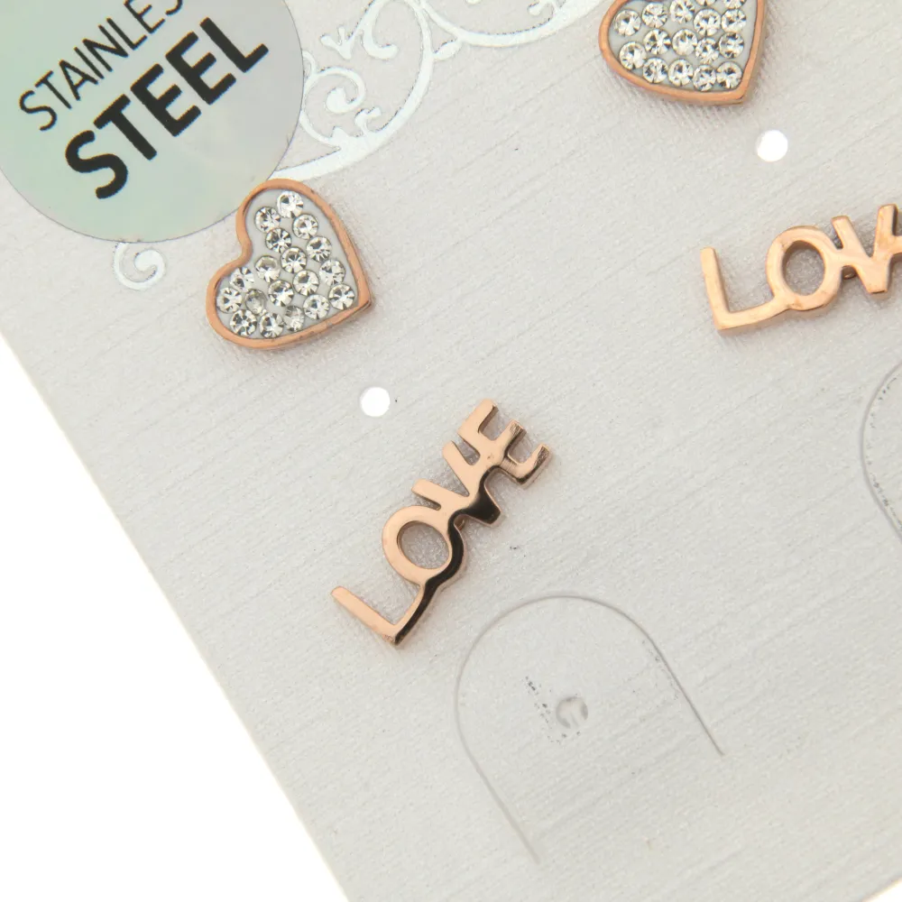 Cuore Love 3269 - Orecchini Bis a lobo in Acciaio - OAP3269-Cuore Love- Orecchini Bis a lobo in Acciaio