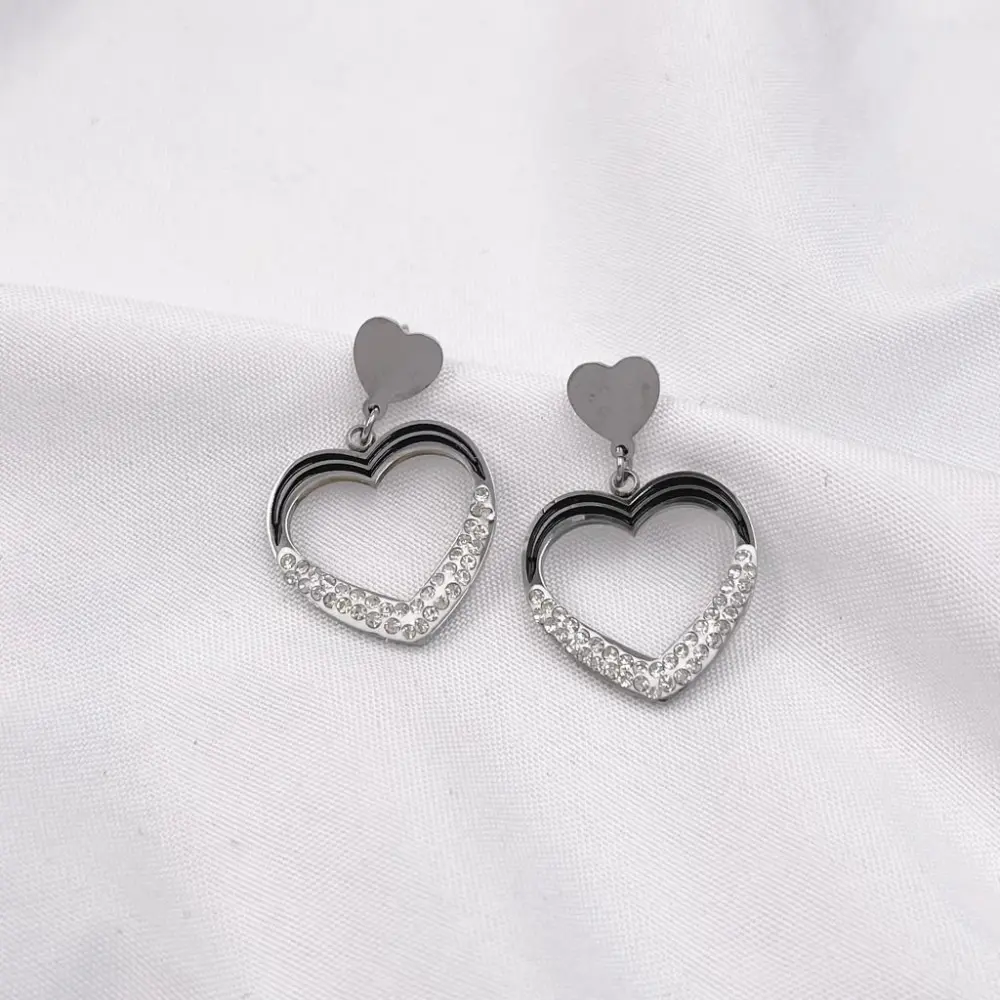 Cuore Pendente-Orecchini in Acciaio - OAP-413-1113