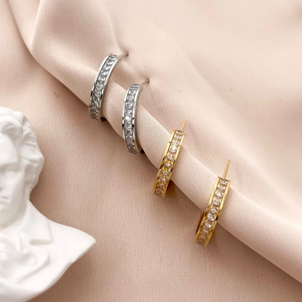 Cerchio 20mm con Zirconia-Orecchini in Acciaio - OAP-413-1158 20mm