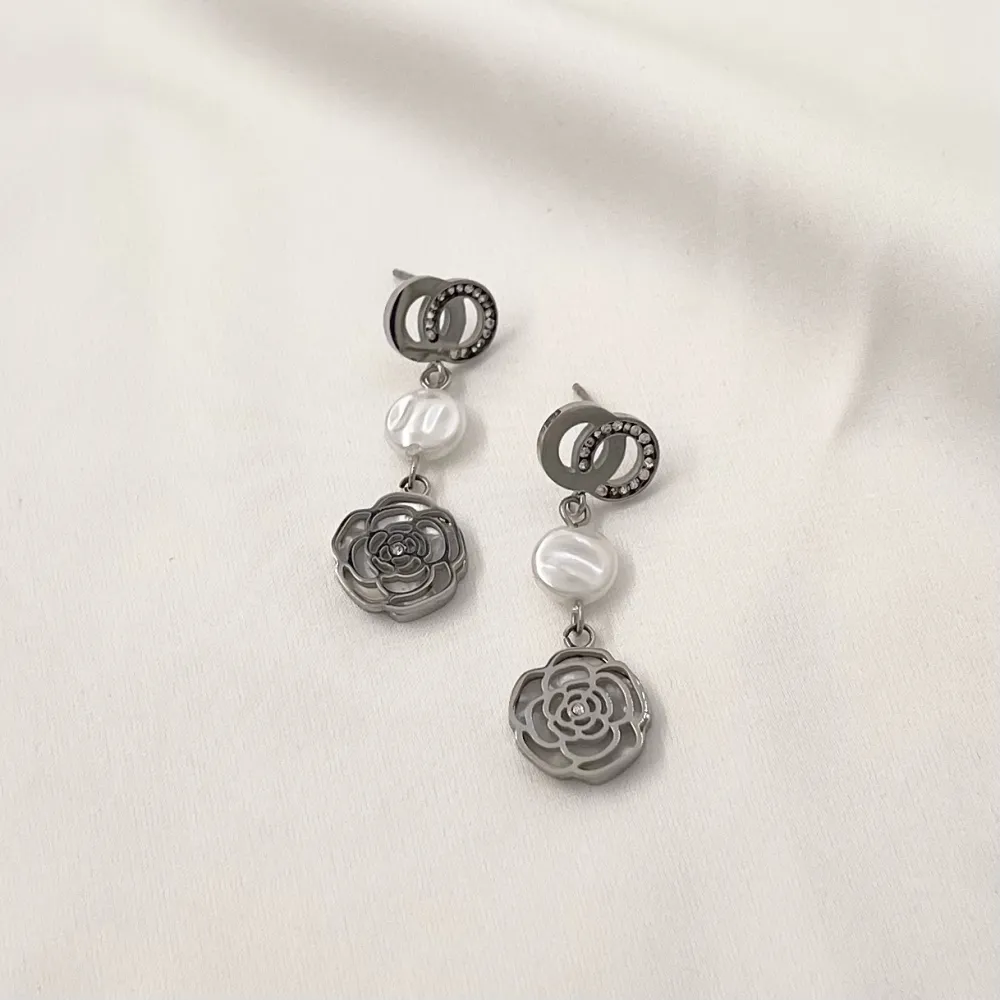 Rosa-Orecchini in Acciaio - OAP-413-1412